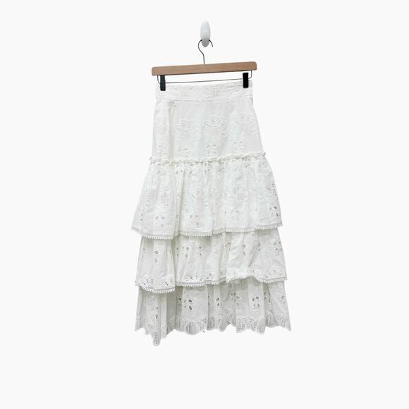ALEXIS‎ Faustine Ruffled White Midi Skirt Women’s Size XS - Picture 4 of 11